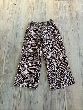Tahari Zebra Print Brown Flowy Pants M